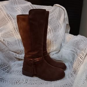 Big Girl brown faux leather tall boots